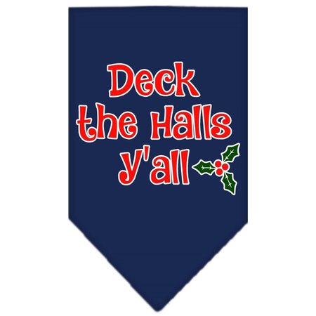 MIRAGE PET PRODUCTS Deck the Halls Yall Screen Print BandanaNavy Blue Large 66-409 LGNB